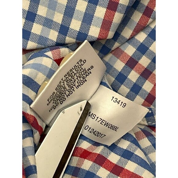 Peter Millar Summer Comfort Red White Blue Button Down Long Sleeve Shirt Sz L - Picture 4 of 8